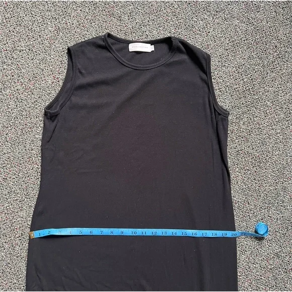 Modest Black Ribbed Stretchy Sleeveless Layering Round High Neck Maxi Midi Dress - Picture 15 of 16